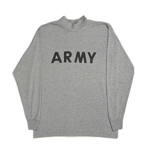 Vintage 2001 Army light grey black longsleeve mock neck t shirt mens medium